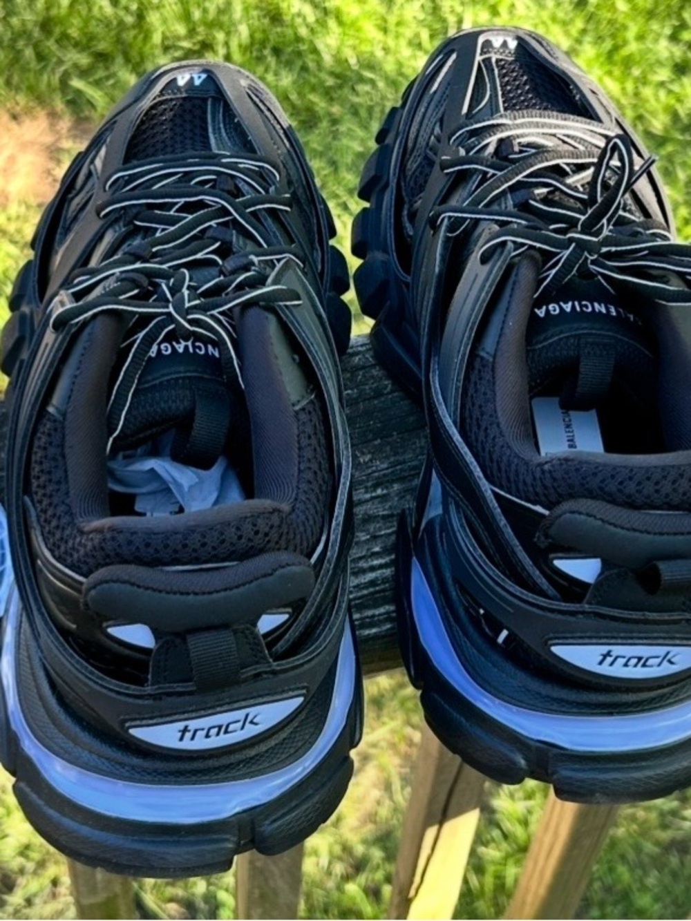Balenciaga Black Layered Mesh & Leather Chunky Runner Sneakers Size 44 New - Picture 2 of 4
